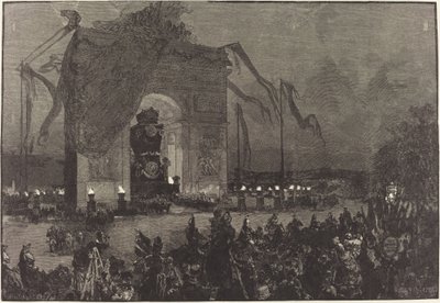 Funeral of Victor Hugo. The Vigil by Auguste Lepère after Henri Louis Scott