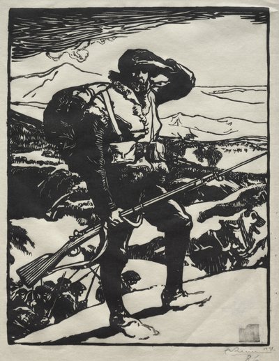 Alpine Hunter Looking at the Rhine Plain by Auguste Louis Lepère