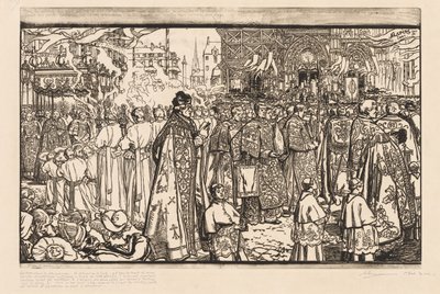 The Procession of the Feast of Corpus Christi in Nantes by Auguste Louis Lepère