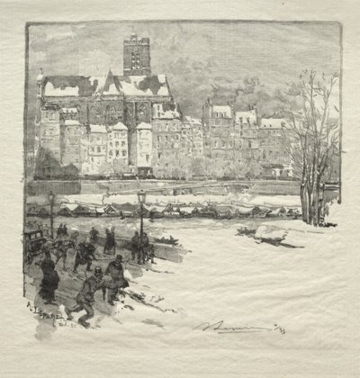 Quay of the City Hall by Auguste Louis Lepère