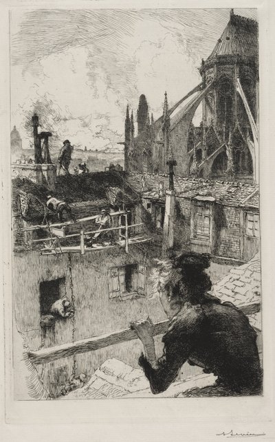 On the Roofs near Notre Dame by Auguste Louis Lepère