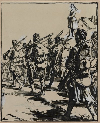 Battle of the Frontiers: Group of British Soldiers, 1914 by Auguste Louis Lepère