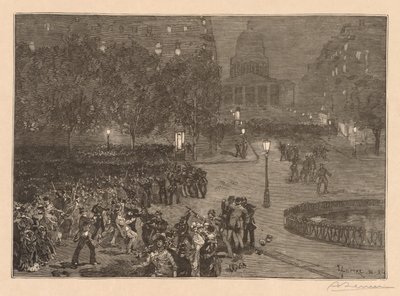 Bois du Monde: Les Troubles du Quartier Latin, 1882 by Auguste Louis Lepère