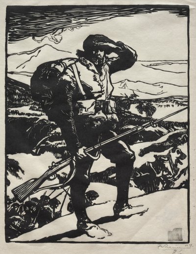 Alpine Hunter Looking at the Rhine Plain by Auguste Louis Lepère