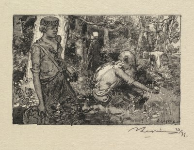 Fontainebleau Forest: Gathering Lily-of-the-Valley (La Forêt de Fontainebleau) by Auguste Louis Lepère