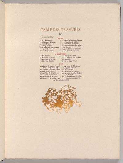 Fontainebleau Forest: Grapes, Cul-de-lampe Table of Engravings, 1908 by Auguste Louis Lepère