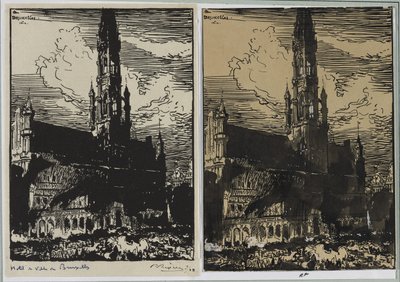 Brussels City Hall on Fire by Auguste Louis Lepère