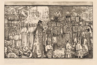 The Procession of the Feast of Corpus Christi in Nantes by Auguste Louis Lepère