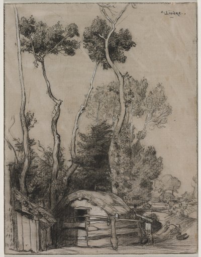 Landscape with Cottages by Auguste Louis Lepère