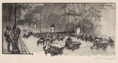 The Boulevard, at the Corner of Faubourg Montmartre by Auguste Louis Lepère