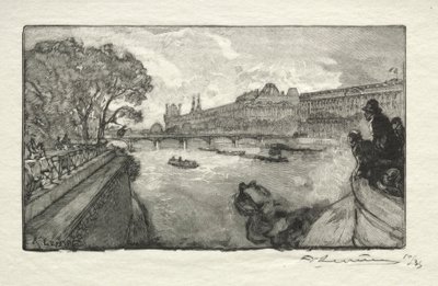 Le Louvre, vu du Pont Neuf, 1890 by Auguste Louis Lepère