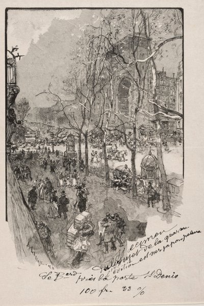 The Boulevards, near the Porte St. Denis by Auguste Louis Lepère