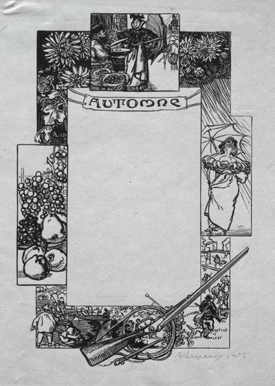 Paris Almanac, 1897: Decorative Border, Autumn by Auguste Louis Lepère