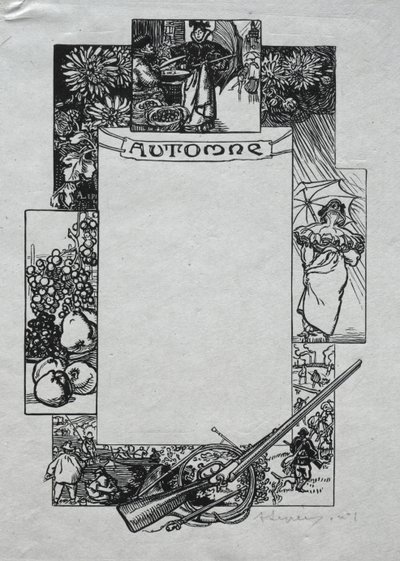 Paris Almanac, 1897: Decorative Border, Autumn by Auguste Louis Lepère