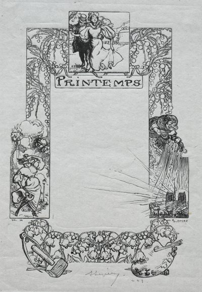 Paris Almanac, 1897: Decorative Border, Spring by Auguste Louis Lepère