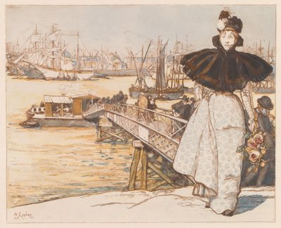 Pier on the Garonne, Bordeaux by Auguste Louis Lepère
