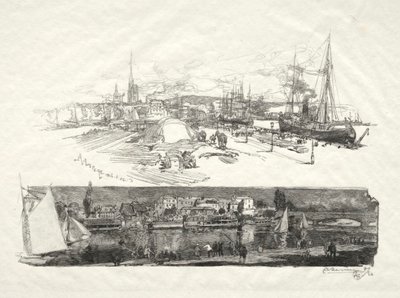 Rouen Illustrated: The New Quays - The Isle La Croix by Auguste Louis Lepère
