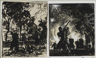 Night Scene; Patrol at the Edge of a Wood by Auguste Louis Lepère