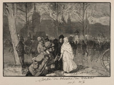 Exit of the Chatelet Theatre by Auguste Louis Lepère