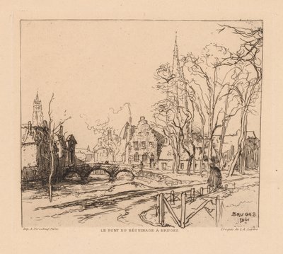 The Béguinage Bridge in Bruges by Auguste Louis Lepère