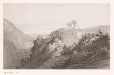 Mountain Landscape with a Carved Figure in the Rocks by Auguste Numans (attributed to)