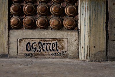 Facade of a Residential Property, Detail with the Signature by Auguste Perret