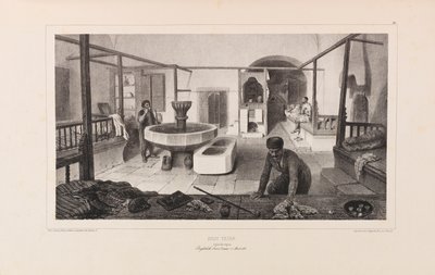 Tatar bath, Rest room. From Voyage dans la Russie by Anatole de Demidoff by Auguste Raffet