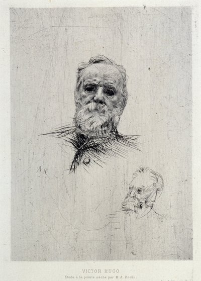 Portrait of Victor Hugo, illustration from The Gazettes de beaux Arts by Auguste Rodin