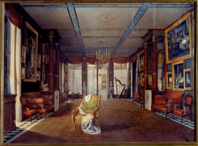 The Music Room at the Chateau de la Malmaison in 1812 by Auguste Simon Garneray