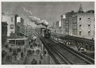 Double Track of the Airline Railway on Seventh Avenue, New York, New York. Edouard de Laveleye, in 1878-1879, Published in 