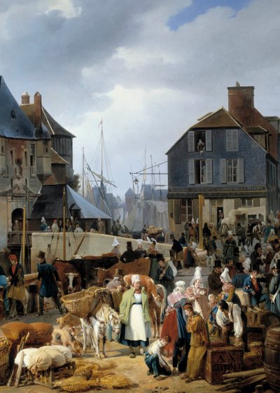 Boarding cattle in the port of Honfleur (detail) by Auguste Xavier Leprince