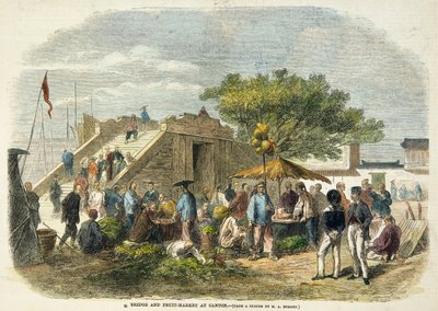 Bridge and Fruit Market at Canton by Auguste after Borget