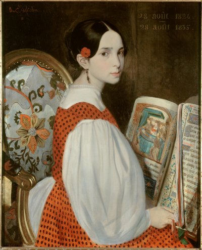 Portrait of Leopoldine Hugo (1824-1843) in the book of Hours on 28/08/1835 Portrait of Victor Hugo
