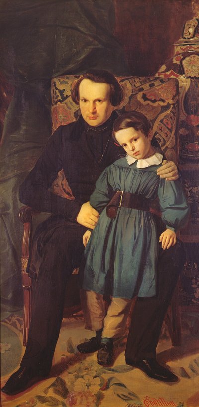 Victor Hugo and His Son, Francois-Victor by Auguste de Chatillon