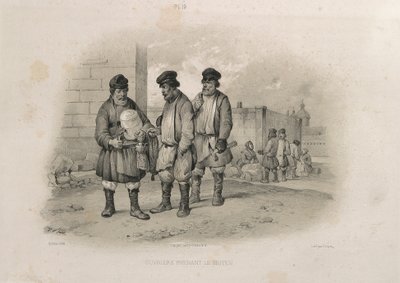 Builders Drinking Sbiten From: The Construction of the Saint Isaacs Cathedral, 1845 by Auguste de Montferrand