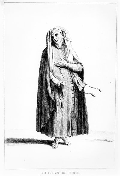 A French Jewish Man Dressed for Prayer, illustration from Dictionnaire Historique de la Bible, 1722 by Augustin Calmet