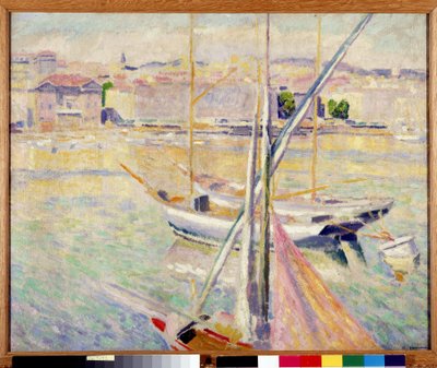 Sailboats in the Old Port of Marseille by Augustin Carrera