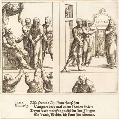 Christ before Caiaphas, and Peter Denying Christ by Augustin Hirschvogel