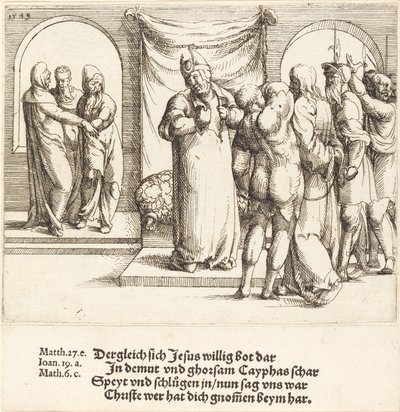 Christ is Mocked, and Caiaphas Rends His Garments by Augustin Hirschvogel