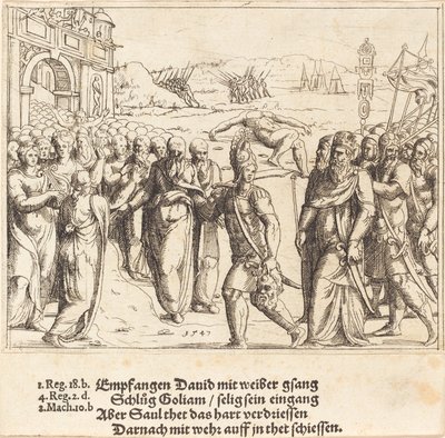 David is Welcomed after Killing Goliath, and Saul
