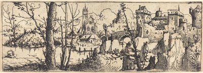 Landscape with Castle at Right, Surrounded by Rocks, 1546 by Augustin Hirschvogel
