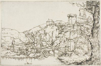 Landscape with River, Town and Castle by Augustin Hirschvogel