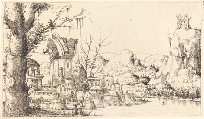 River Landscape with the Temptation of Christ, 1545 by Augustin Hirschvogel