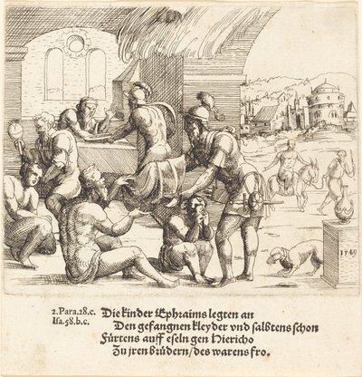 The Men of Ephraim Care for their Captives and Return Them to Jericho by Augustin Hirschvogel