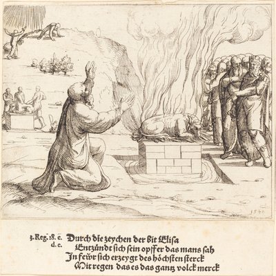 The Rival Sacrifices of Elijah and the Priests of Baal by Augustin Hirschvogel