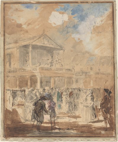 Parade (A Theatrical Procession in Paris) by Augustin de Saint Aubin