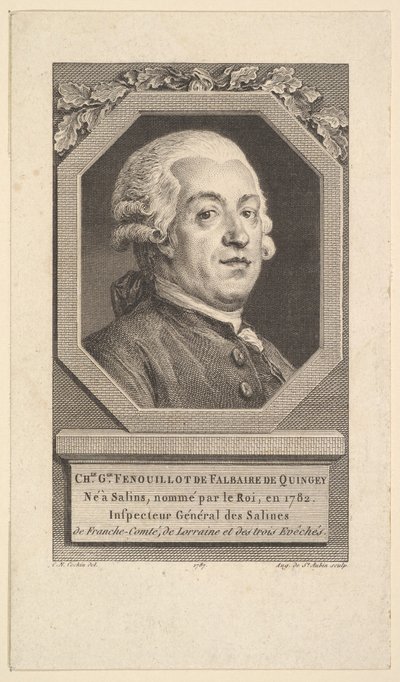Portrait of Charles George Fenouillot de Falbaire de Quingey by Augustin de Saint Aubin