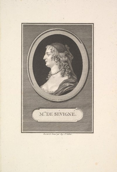 Portrait of Marie de Rabutin, Marquise de Sévigné by Augustin de Saint Aubin