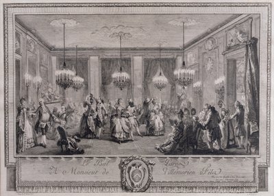 The Evening Dress Ball at the House of Monsieur de Villemorien Fila (engraved by L. Provost) by Augustin de Saint Aubin