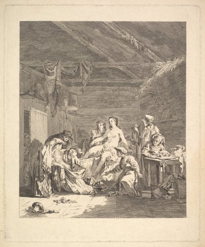 Vignette of the First Volume, Page 165: Usage des Russes après le Mariage et avant la Noce..., 1767 by Augustin de Saint Aubin